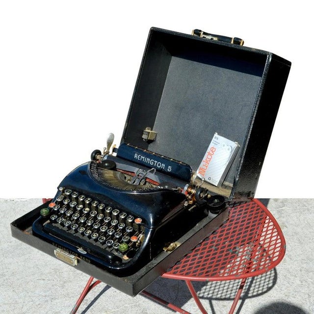 Vintage Remington Rand Model 5 Typewriter With Portable Carrying Case For Sale - Image 9 of 10