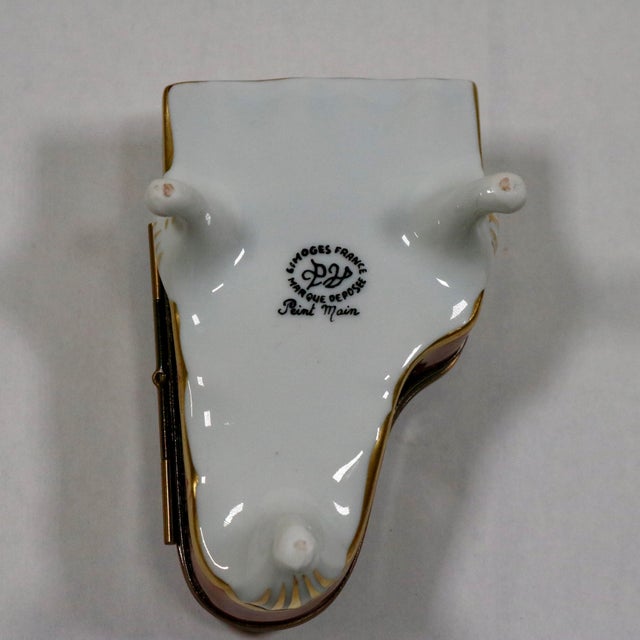 Metal Mid 20th Century Limoges Wood Grain Grand Piano Trinket Box For Sale - Image 7 of 13
