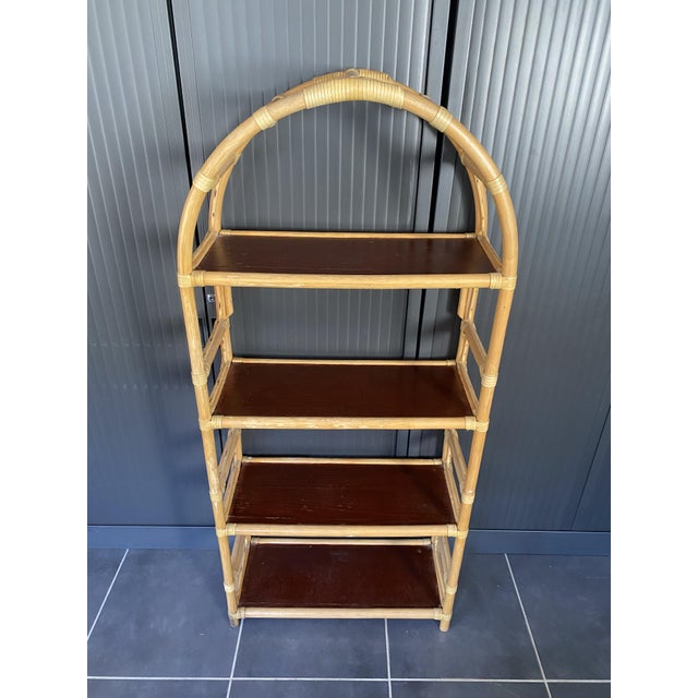 Vintage Leather and Rattan Bookcase, 1970s For Sale - Image 6 of 18