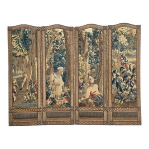 18th Century French Tapestry Screen With Figures Picking Fruit