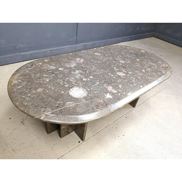 1970s Vintage Italian Grey Marble Coffee Table, 1970s For Sale - Image 5 of 11