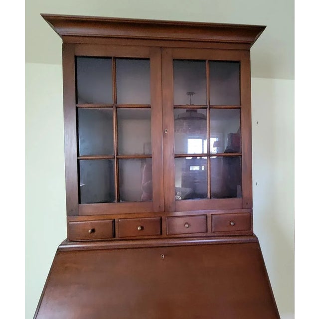 Early 20th C American Walnut Secretary Desk With Display Bookcase For Sale - Image 10 of 10