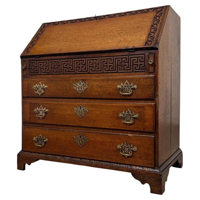 2000 - 2009 18th Century English Golden Oak Bureau For Sale - Image 5 of 14