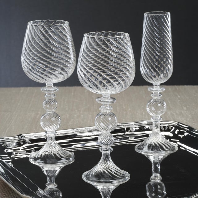 Contemporary Rialto Twisted Optic White Wine Glasses, Set of 4 For Sale - Image 3 of 6