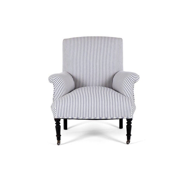 French Armchair in Princeton Ticking For Sale - Image 13 of 13