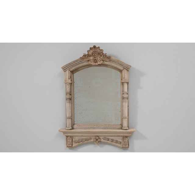 1900s French Louis XVI Carved Oak Mirror With Shelf For Sale - Image 11 of 18