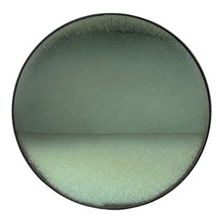Modern, Space Age Wall Mirror, Green Convex Glass, Painted Wood, 21st C. For Sale