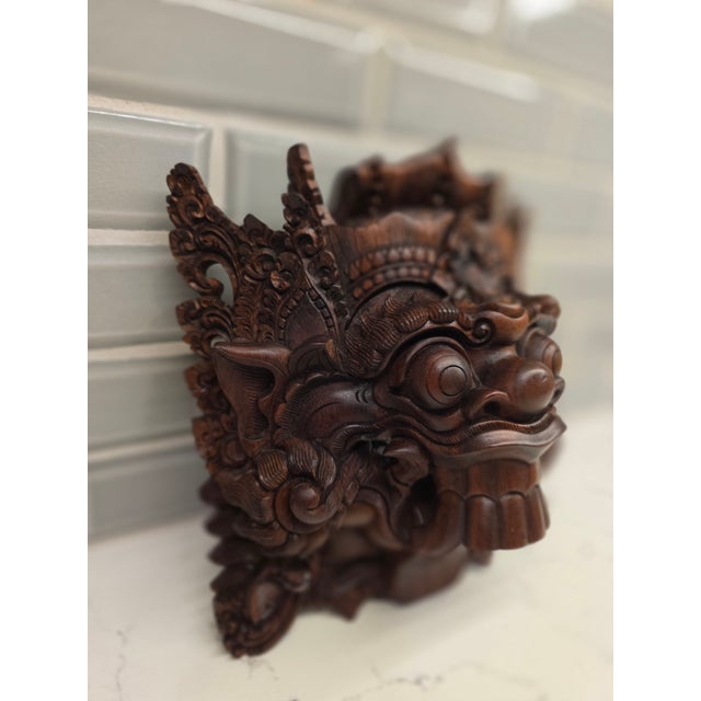 Signed Mid-Century Balinese Macassar Ebony Boma Guardian Mask by Ida Bagus Nyoman Subrata For Sale - Image 9 of 12