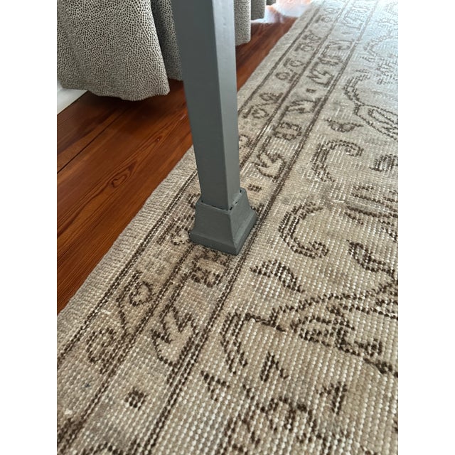 Wood Grey Console Table With Geometric Latticework and Marble Top For Sale - Image 7 of 11