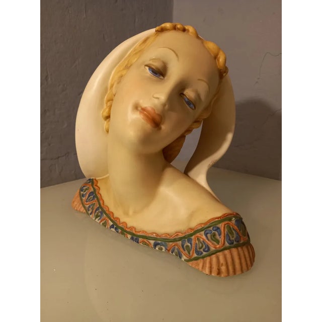 Decorative Sculpture of Maiden in Glazed Ceramic by Guido Cacciapuotti, 1950s For Sale - Image 11 of 11