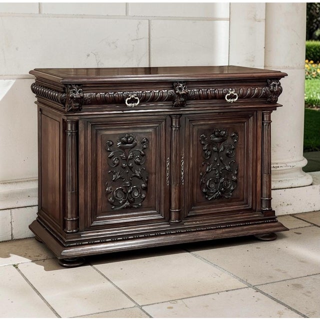 Renaissance Antique 19th Century French Renaissance Revival Walnut Buffet For Sale - Image 3 of 18