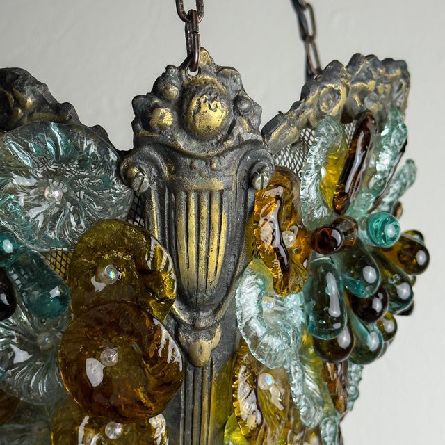 Antique Murano Glass Pendant Lamp, Italy, 1910s For Sale - Image 9 of 18
