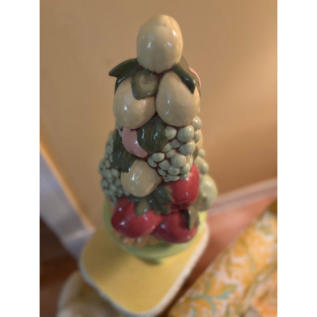 Ceramic Vintage 1960s Italian Ceramic Pastel Fruit Topiary Centerpiece For Sale - Image 7 of 11