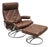 Vintage Ekornes Stressless Brown Leather Reclining Swivel Lounge Chair & Ottoman For Sale