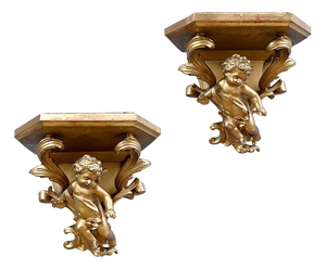 Late 19th Century Gilt Wood Wall Sconces, Set of 2