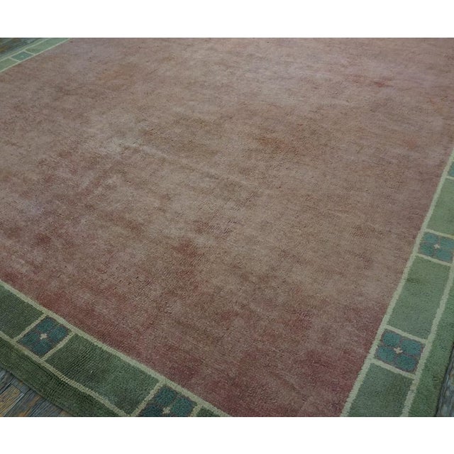 Textile 1930s Pink-Rose Open Field Antique Austrian Art Nouveau Vienna Werkstatte Rug 9'4" X 13'6" Knotted Wool Carpet For Sale - Image 7 of 11