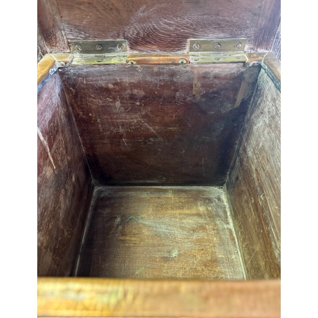 Early 20th Century English Copper and Brass Campaign-Style Storage Ottoman For Sale - Image 12 of 13