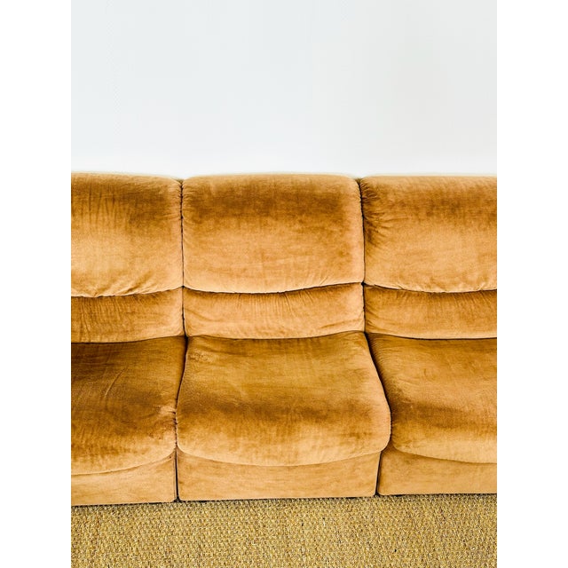 Vintage Velvet Modular Sofa and Armchair Set, 1970s, Set of 5 For Sale - Image 11 of 18