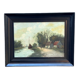 Beautiful, 19th Century Dutch Landscape Oil Painting For Sale