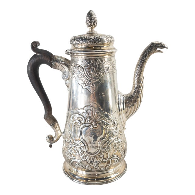 18th Century English George II Sterling Silver Coffeepot With Eagle Spout For Sale
