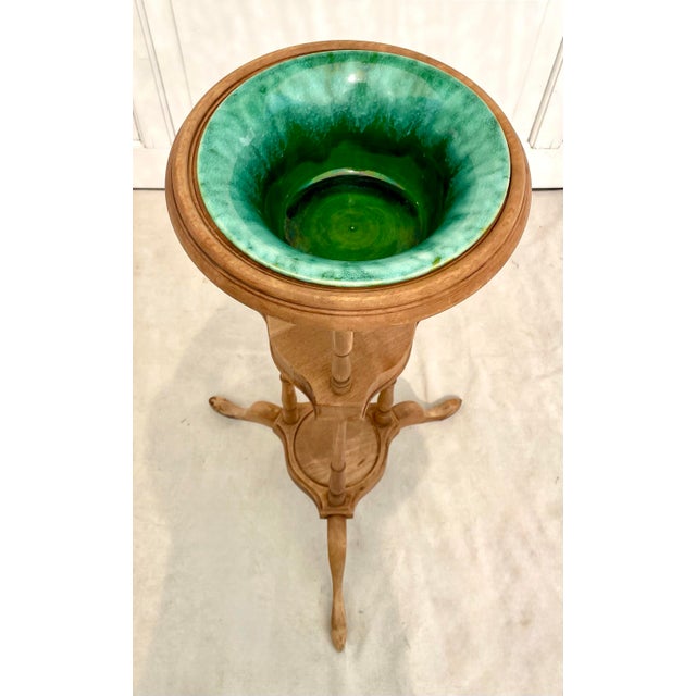 Early 20th Century Early 20th Century Jardinière Stand With Vintage Mutual Pottery Planter For Sale - Image 5 of 12