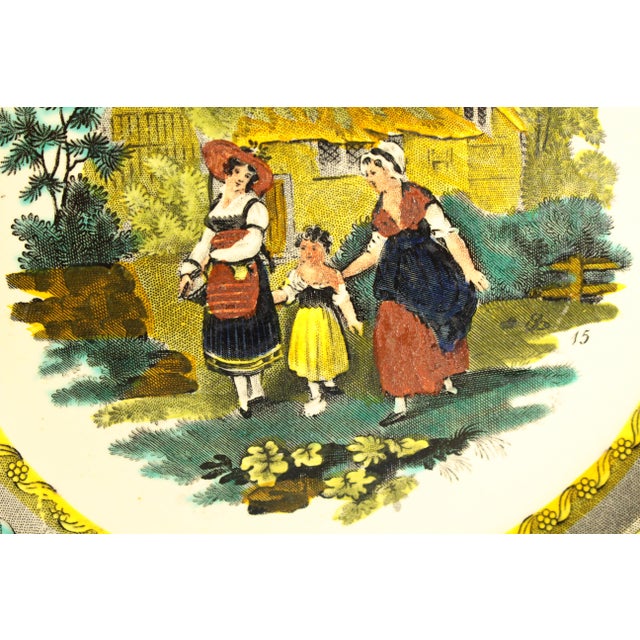 Illustration 1830s Creil-Montreau French Faience Polychrome Transfer Plate 3 Generations For Sale - Image 3 of 12
