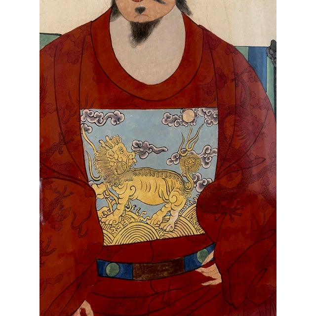 Wood Pair Large Korean Ancestral Portraits 18th/19 Century Joseon Dynasty For Sale - Image 7 of 18