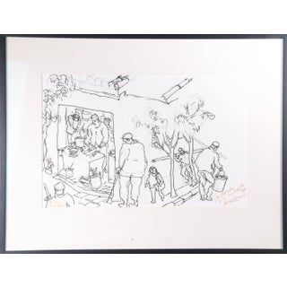 Early 20th Century "Suchow" Minimalist Figurative Drawing by Kenneth Callahan, Framed For Sale