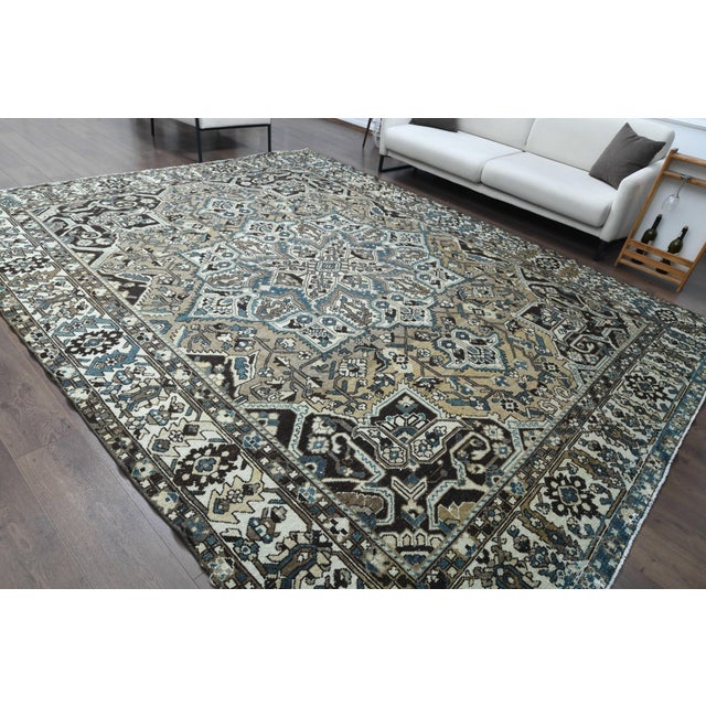 1970s Vintage Persian Handmade Wool Cotton Brown Area Rug For Sale - Image 9 of 11
