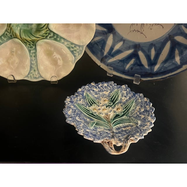 Antique Victorian Mojolica Mottled Dish, C. 1880's For Sale - Image 9 of 11