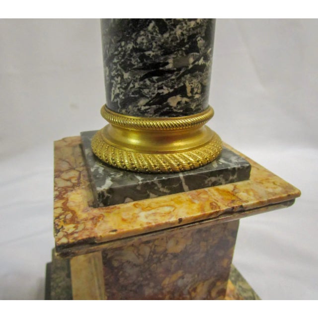 Metal Italian 19th Century Neoclassical Style Ormolu and Marble Columns W/ Orb Finials For Sale - Image 7 of 12