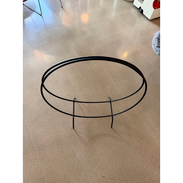 Black 60s Solid Wrought Iron Fireplace Log Holder Hoop Design Umanoff Tepper Style For Sale - Image 8 of 12