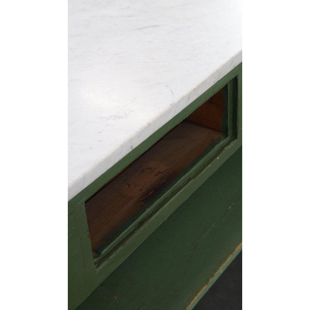 Antique Green Counter with a Marble Top, Late 19th-Early 20th Century For Sale - Image 17 of 18