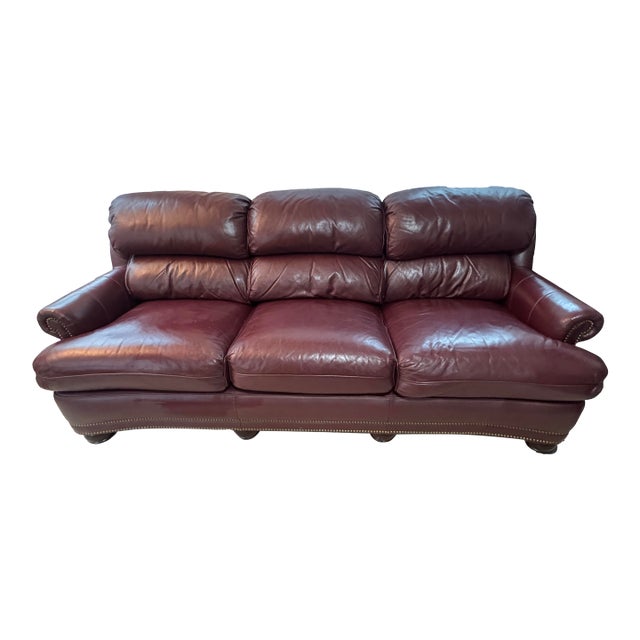 Hancock & Moore Austin Leather Sofa - Burgundy Oxblood For Sale