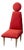 High-Back Chair in Red Fabric with Wooden and Brass Feet, 1960s For Sale