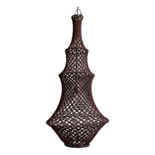 Chocolate Macrame Margo Boho Pendant Light Small For Sale