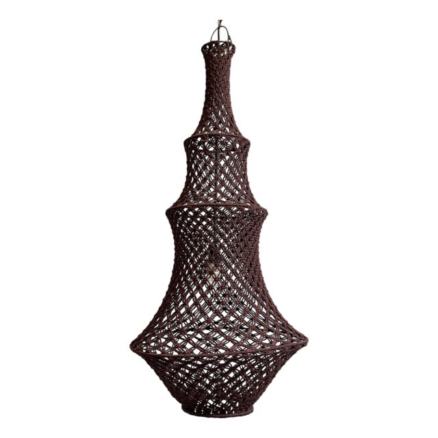 Chocolate Macrame Margo Boho Pendant Light Small For Sale