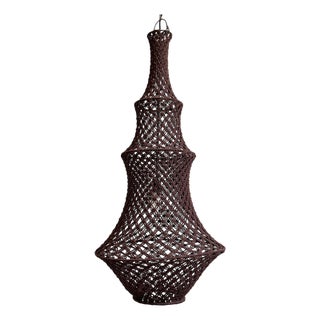 Chocolate Macrame Margo Pendant Light Small For Sale