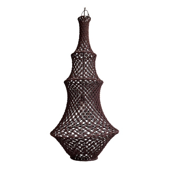 Chocolate Macrame Margo Pendant Light Small For Sale
