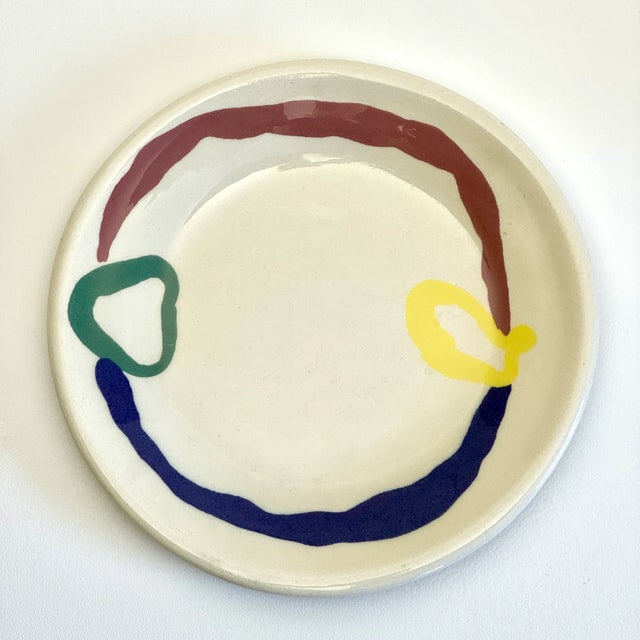 1980s 2 of 3 Jurg Lanzrein 1980's Ceramic Decorative Plate With Whimsical Modern Colorful Illustration For Sale - Image 5 of 6