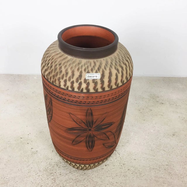 Vintage Ceramic Pottery Floor Vase from Decora Ceramic, Germany, 1960s For Sale - Image 3 of 9