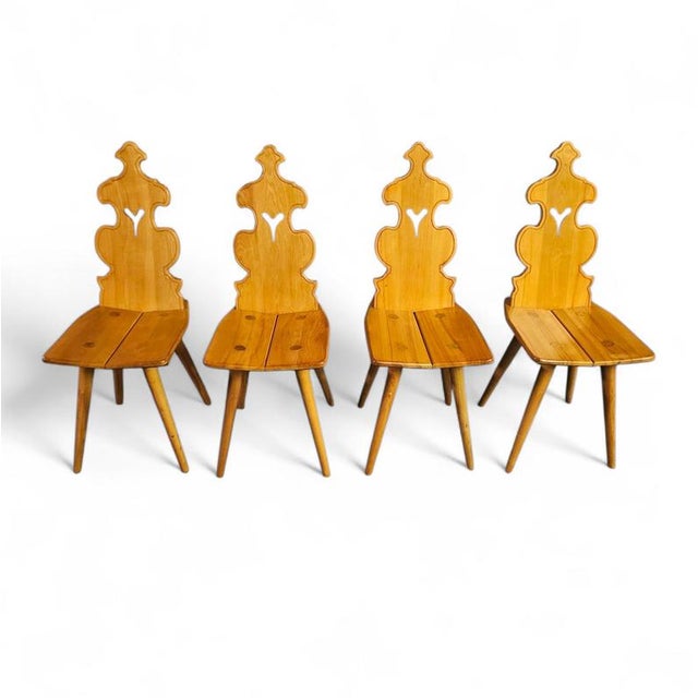 Tiroler Chairs and Table Set from Cepelia, Poland, 1960s, Set of 5 For Sale - Image 17 of 18