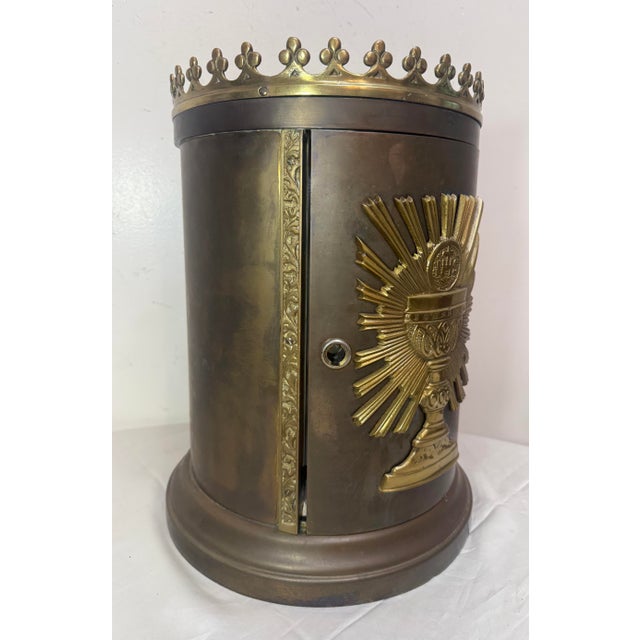 Large Antique Bronze Religious Catholic Church Altar Tabernacle Offering Box For Sale In New York - Image 6 of 14