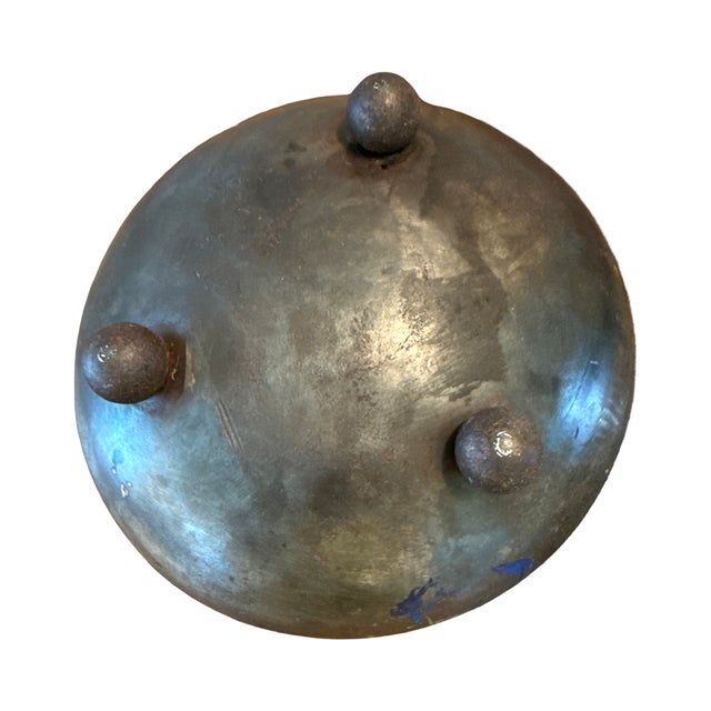 1960s Mid-Century Modern Brutalist Cast Brass Tripod Bowl With Spherical Feet For Sale - Image 4 of 6