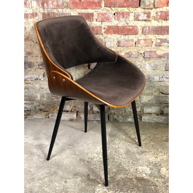 Scandinavian Chairs in Wood and Velvet, 2000s, Set of 6 For Sale - Image 11 of 12