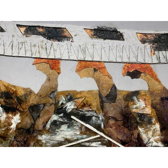 Contemporary Andrea Stella "Rowing Machines" Large Gold Leaf Oil Mixed Media Painting, Figurative, Italian Contemporary Art, 2010 For Sale - Image 3 of 9