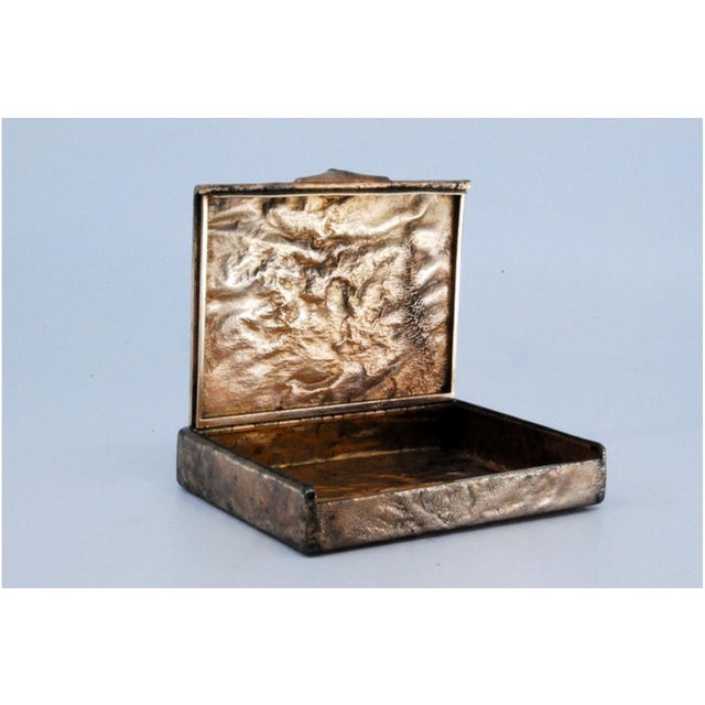 Silver Cigarette Case with Dark Blue Application For Sale - Image 6 of 11