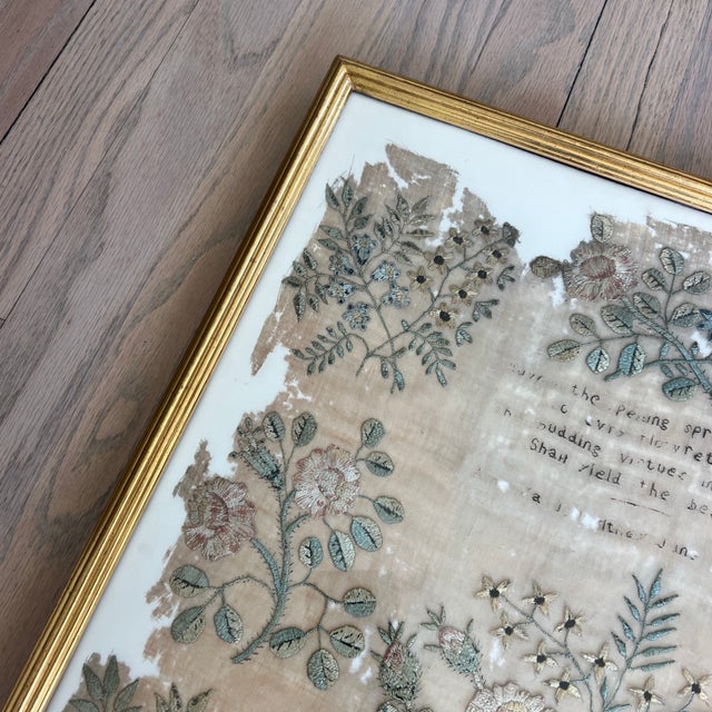 Mid 19th Century 1822 Fine Silk Floral Embroidery Signed and Framed With Provenance on Verso For Sale - Image 5 of 8