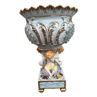 Antique Karl Richard Klemm Style Porcelain Centerpiece Vase For Sale