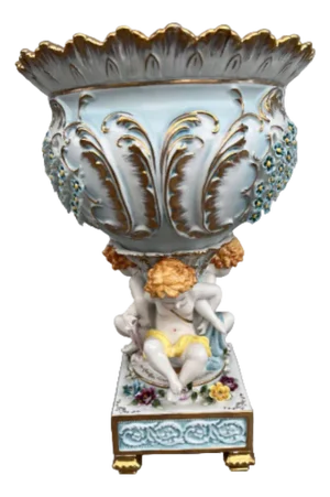 Antique Karl Richard Klemm Style Porcelain Centerpiece Vase